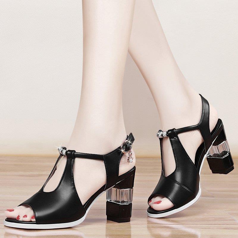 One Word Strap Women Thick Heels