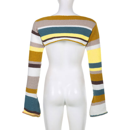 Color Striped Printed Wool Blouse