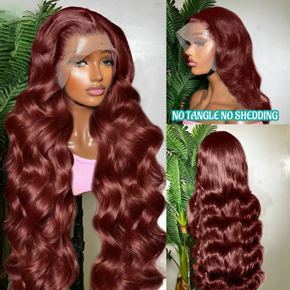 Density Reddish Brown Body Wave Front Wigs