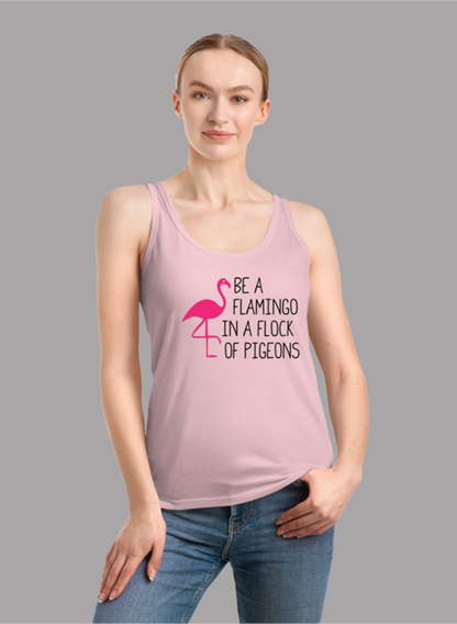Flamingo In A Flock Of Pigeons Tank Top