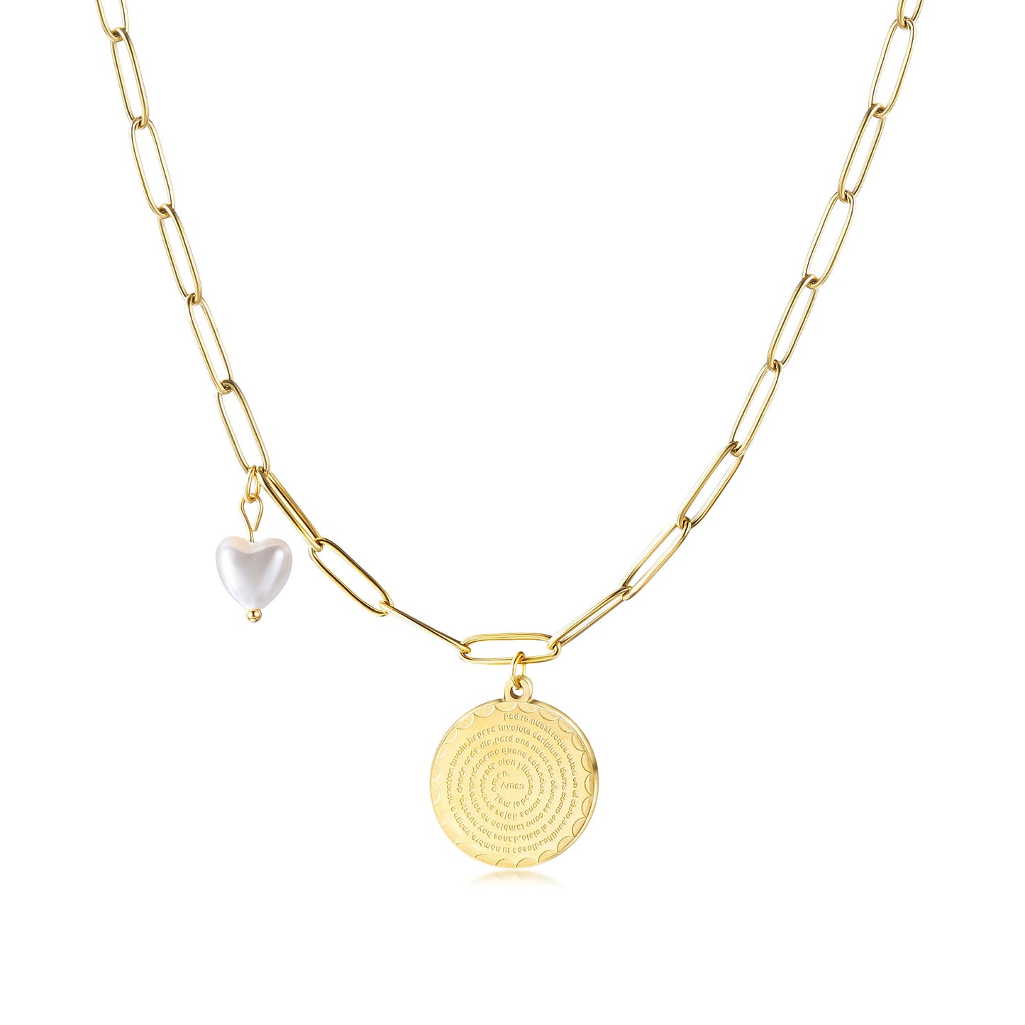 Disc Coin with Love-shaped Pendant