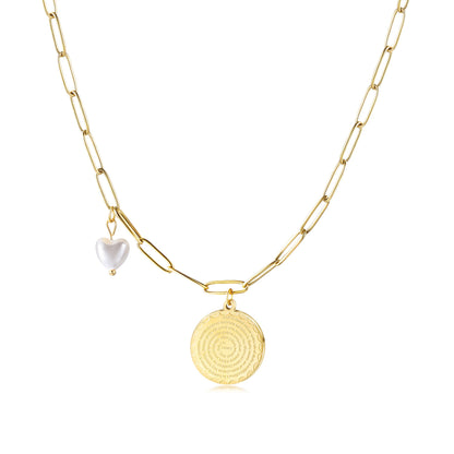 Disc Coin with Love-shaped Pendant