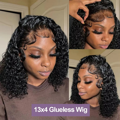 Curly Short Lace Frontal Human Hair Wigs