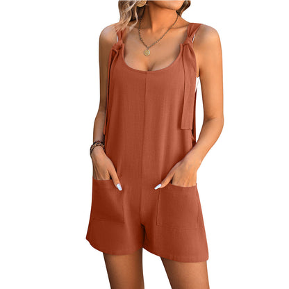 Summer Shorts Jumpsuit With Pockets
