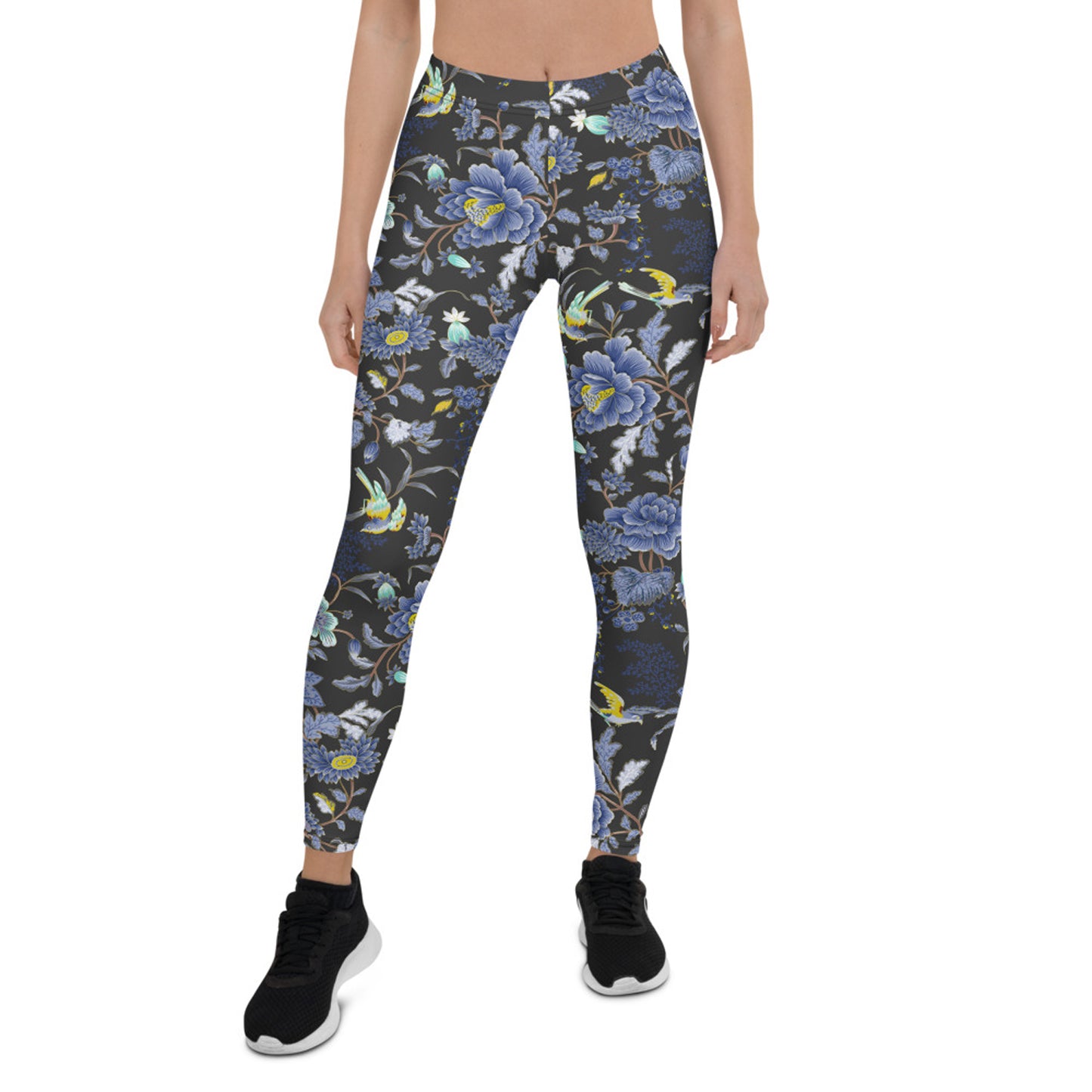 Oriental Floral Leggings on Dark Gray