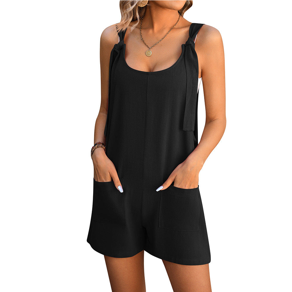 Summer Shorts Jumpsuit With Pockets
