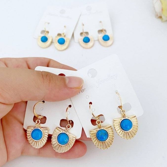 Turquoise Earrings Gold, Boho Earrings for Women