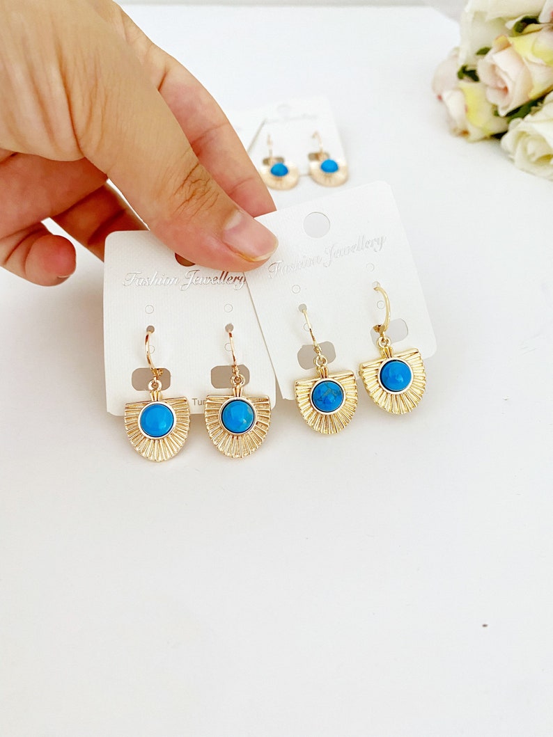 Turquoise Earrings Gold, Boho Earrings for Women